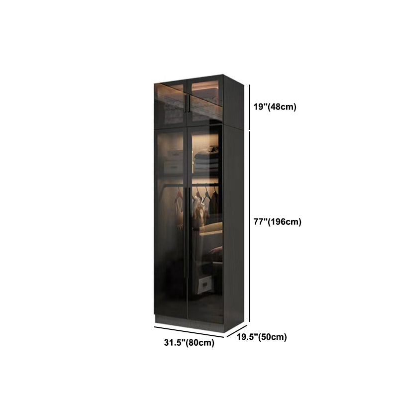 Modern Wardrobe Armoire Wood and Glass Wardrobe Closet for Home