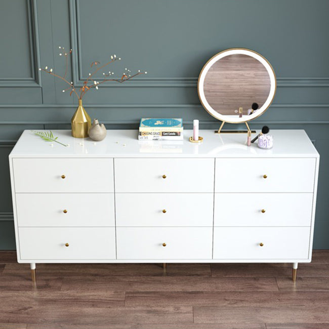 Living Room White 32"L Buffet Table Multi Drawer Simple Style Dining Table