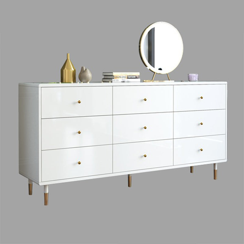 Living Room White 32"L Buffet Table Multi Drawer Simple Style Dining Table