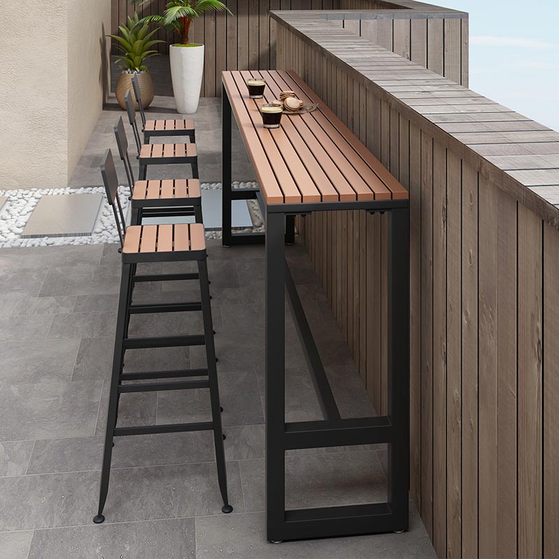 Rectangular Wooden Bar Table Set Industrial 1/5 Pieces Counter Table with High Stools