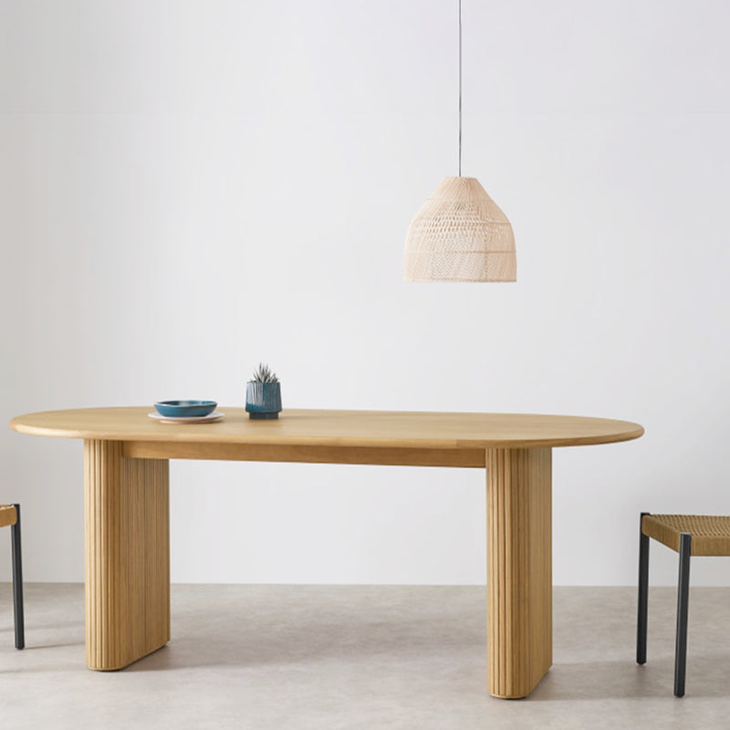 Modern Dinning Table Oval Solid Wood Furniture with Double Pedestal for Coffee