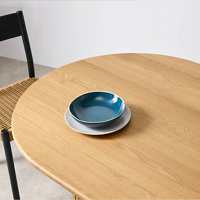 Modern Dinning Table Oval Solid Wood Furniture with Double Pedestal for Coffee