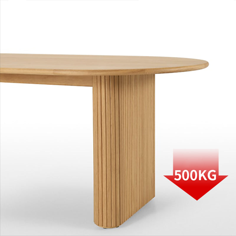 Modern Dinning Table Oval Solid Wood Furniture with Double Pedestal for Coffee