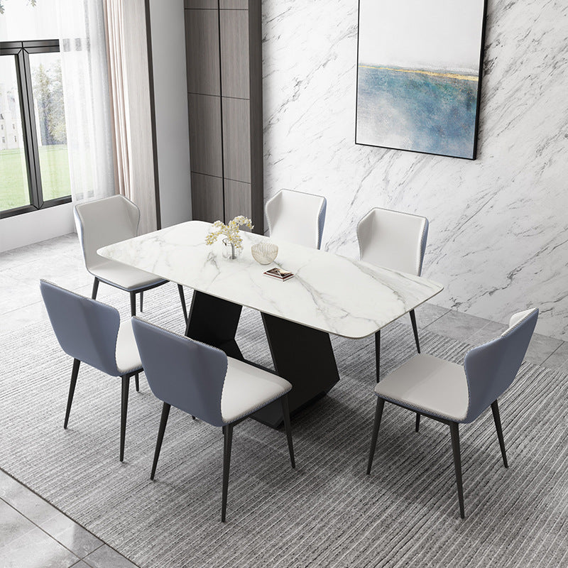Modern Sintered Stone Top Dining Set Rectangular 1/4/5/7 Pieces Dining Room Table Set