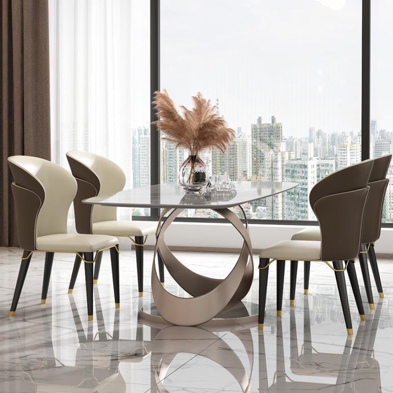 Rectangle Dining Table Set 1/2/5/6/7 Pcs Sintered Stone Dining Table with Side Chairs