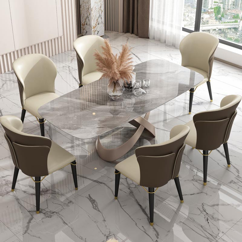 Rectangle Dining Table Set 1/2/5/6/7 Pcs Sintered Stone Dining Table with Side Chairs