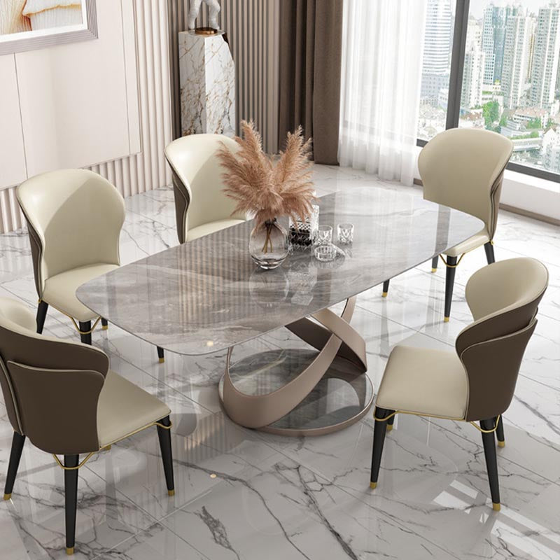 Rectangle Dining Table Set 1/2/5/6/7 Pcs Sintered Stone Dining Table with Side Chairs