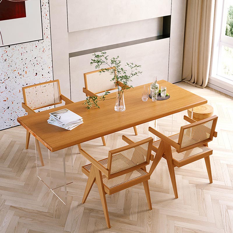Modern Dining Furniture Set 1/2/5 Pcs Solid Wood Dining Table and Chairs