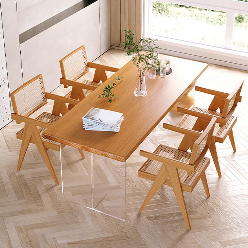 Modern Dining Furniture Set 1/2/5 Pcs Solid Wood Dining Table and Chairs
