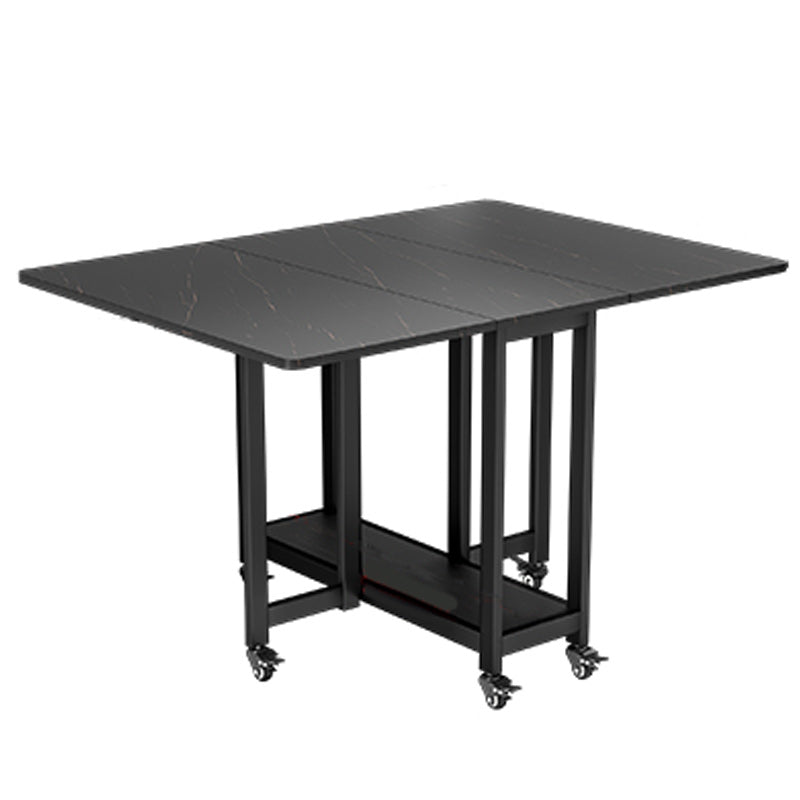 Black Rectangle Dining Set 1/2/3/4/5/7 Pcs Folding Dining Table Set with Chairs