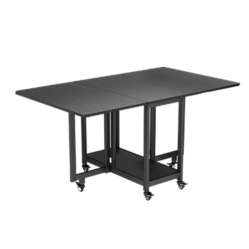 Black Rectangle Dining Set 1/2/3/4/5/7 Pcs Folding Dining Table Set with Chairs