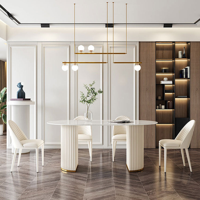 Glam Oval Dining Set Stone 1/4/5/7 Pieces Dining Furniture for Home