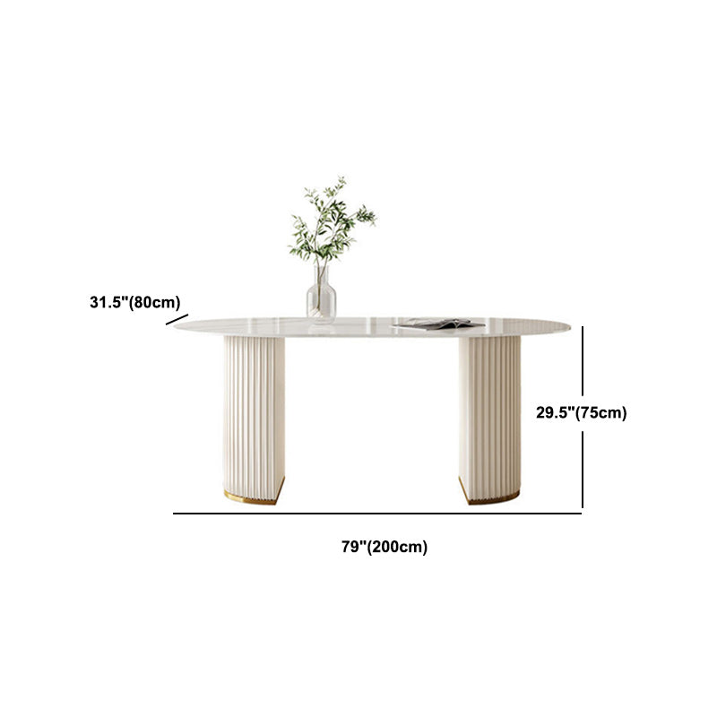 Glam Oval Dining Set Stone 1/4/5/7 Pieces Dining Furniture for Home