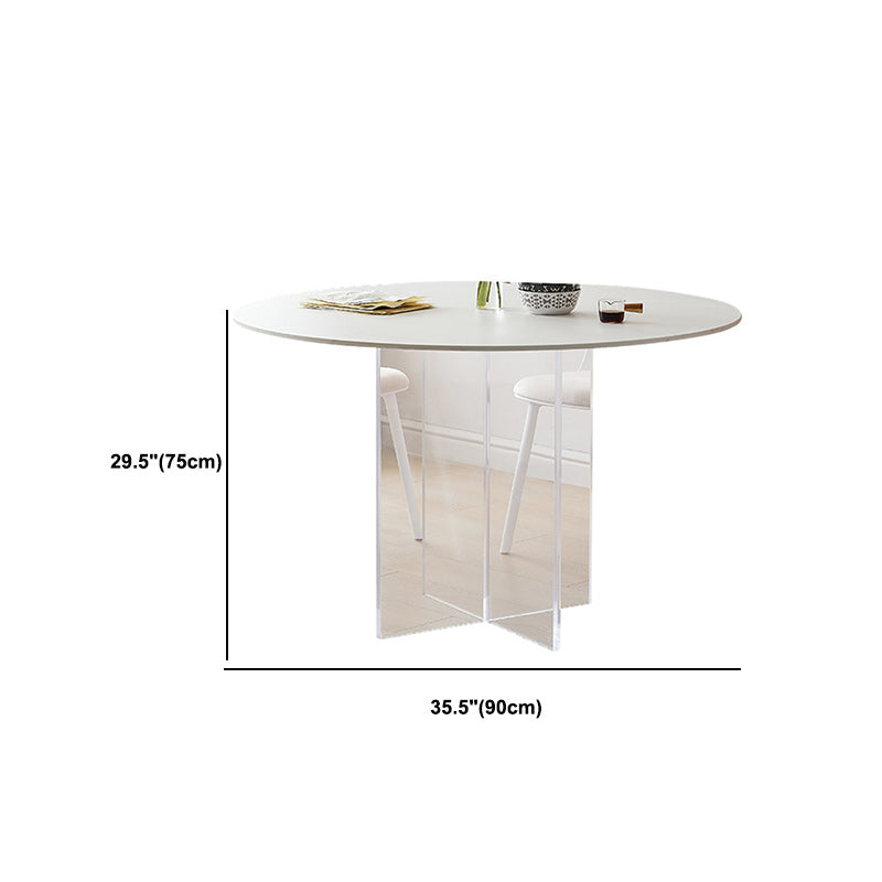 Modern Dining Set 1/3/4/5 Pcs Round Dining Table with Side Chairs in White