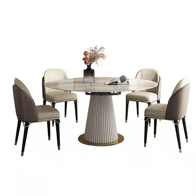 Glam Dining Set Stone 1/2/5/7 Pieces Dining Turntable Furniture for Home