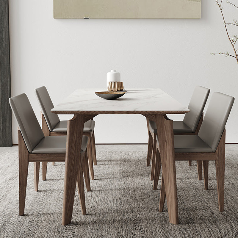 Modern Sintered Stone Top Dining Set Rectangle 1/4/5/7 Pieces Dinette Table Set in Grey