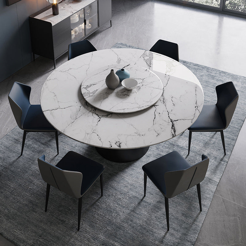 Contemporary Stone Round Dining Set 1/4/7/11 Pieces Turntable Dining Furniture for Home