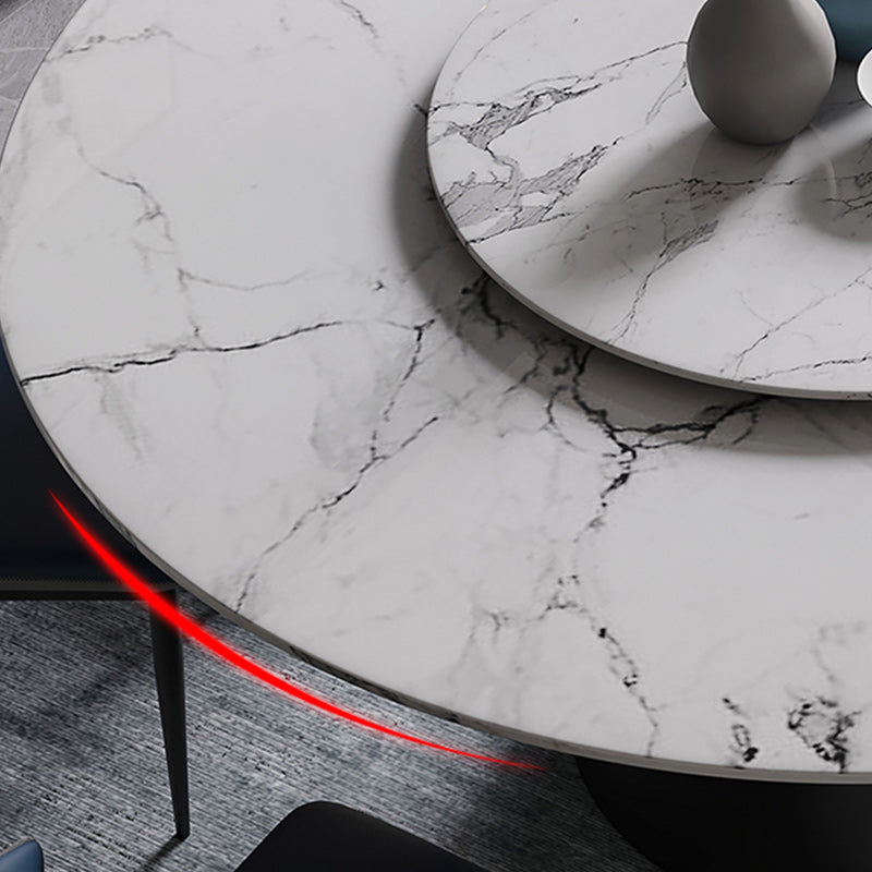 Contemporary Stone Round Dining Set 1/4/7/11 Pieces Turntable Dining Furniture for Home
