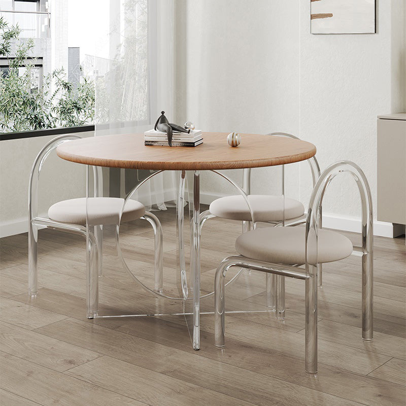 Solid Wood Top Dining Set 1/2/3/4/5 Pcs Kitchen Table and Chairs with Acrylic Frame