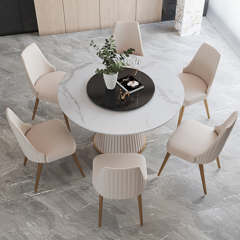 Glam Stone Dining Furniture 1/2/3/5/7 Pieces Turntable Dining Set for Home