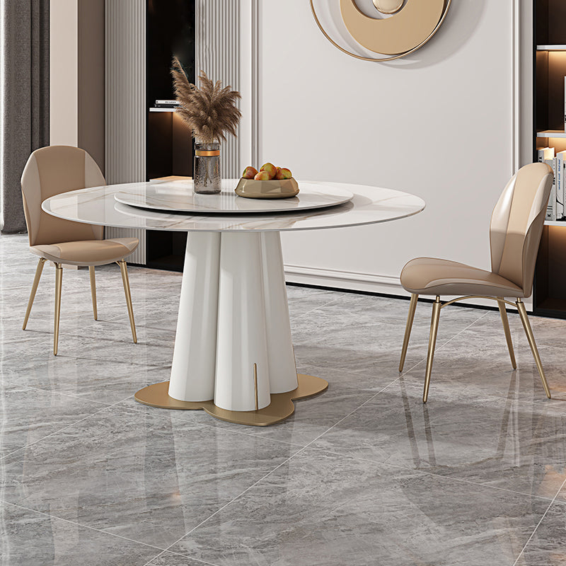 Nordic Glam Style Sintered Stone Round Table Set 1/3/5/6/7 Pieces Dining Set