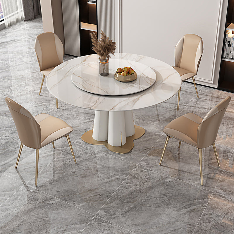 Nordic Glam Style Sintered Stone Round Table Set 1/3/5/6/7 Pieces Dining Set