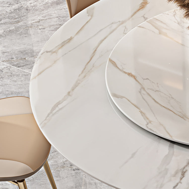 Nordic Glam Style Sintered Stone Round Table Set 1/3/5/6/7 Pieces Dining Set