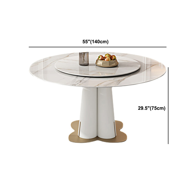 Nordic Glam Style Sintered Stone Round Table Set 1/3/5/6/7 Pieces Dining Set