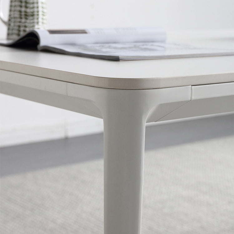 Modern Sintered Stone Dining Set Rectangle 1/4/5/6/7 Pieces Dining Room Table Set in White