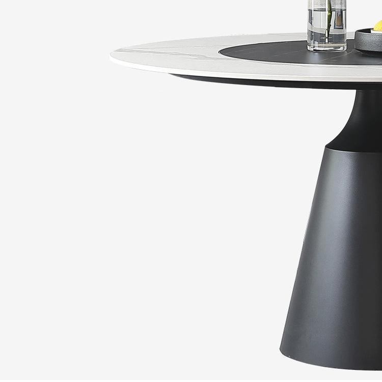 Contemporary Sintered Stone Round Table Set 1/4/7 Pieces Dining Set