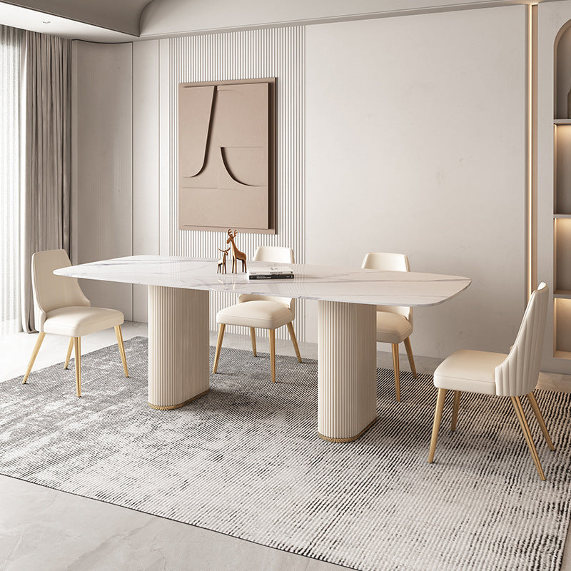 Nordic Style Sintered Stone Rectangle Table Set 1/4/5/7 Pieces Set