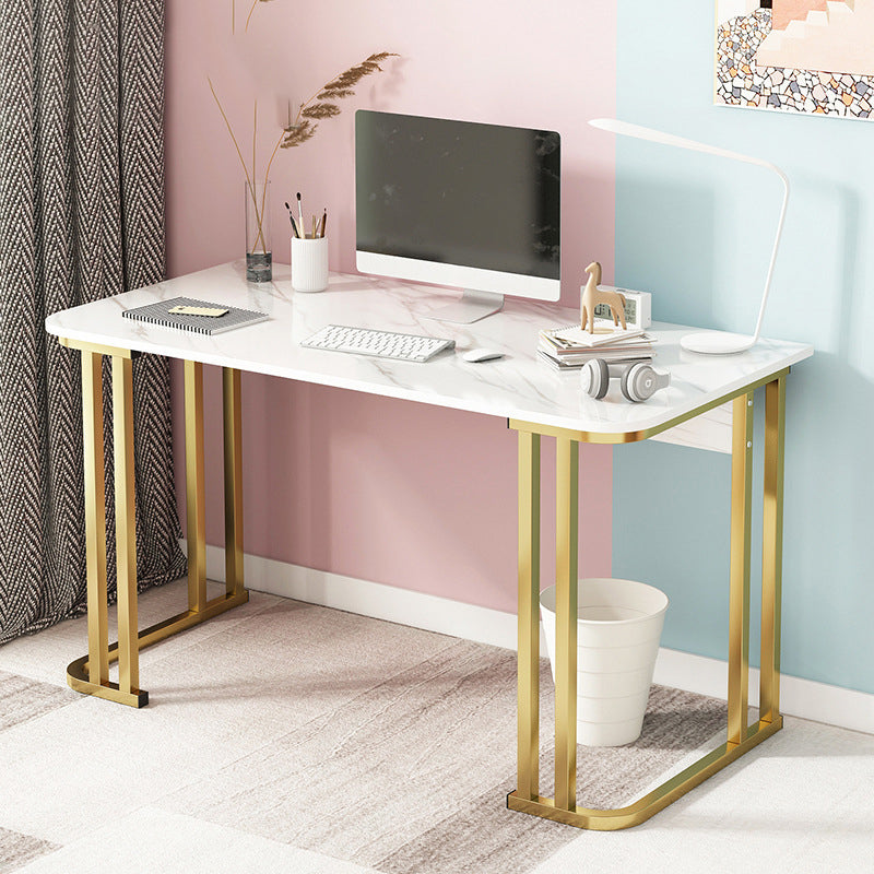 28.3 Inch Height Writing Desk Rectangular Glam Wooden Office Desk
