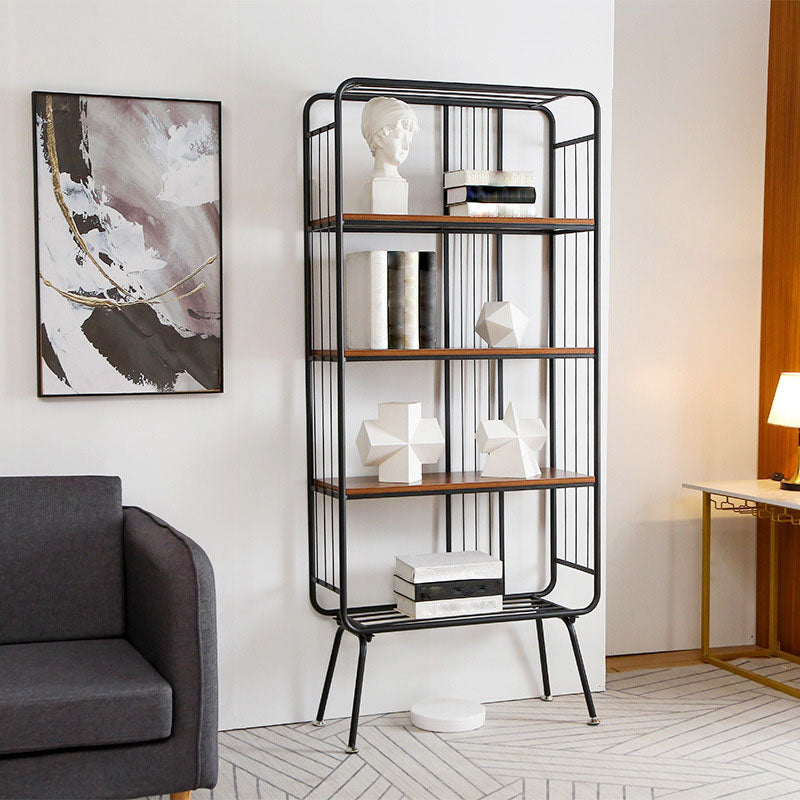 12" W Metal Frame Bookshelf Modern Black / Gold Open Storage Bookcase