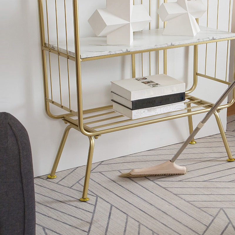 12" W Metal Frame Bookshelf Modern Black / Gold Open Storage Bookcase