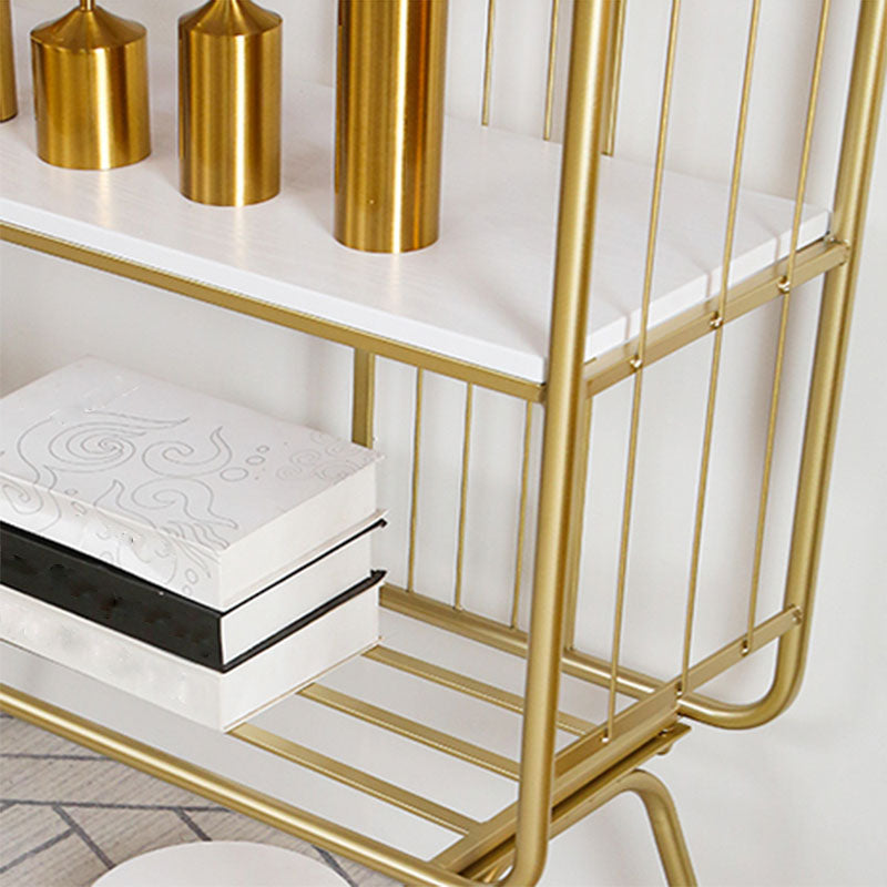 12" W Metal Frame Bookshelf Modern Black / Gold Open Storage Bookcase