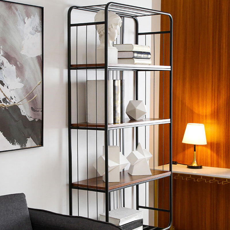 12" W Metal Frame Bookshelf Modern Black / Gold Open Storage Bookcase