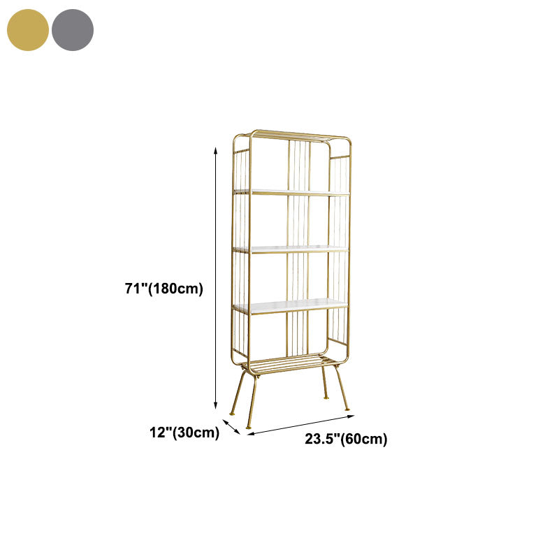12" W Metal Frame Bookshelf Modern Black / Gold Open Storage Bookcase