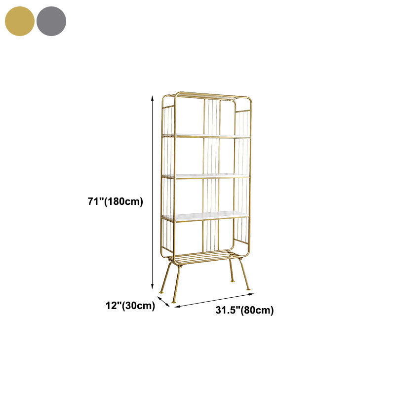 12" W Metal Frame Bookshelf Modern Black / Gold Open Storage Bookcase