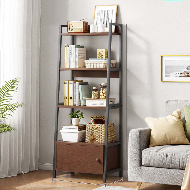 12" W Metal Frame Bookshelf Modern Open Storage Ladder Bookcase