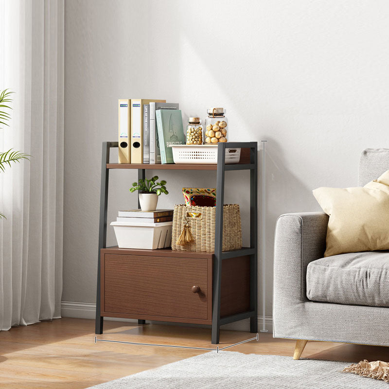 12" W Metal Frame Bookshelf Modern Open Storage Ladder Bookcase