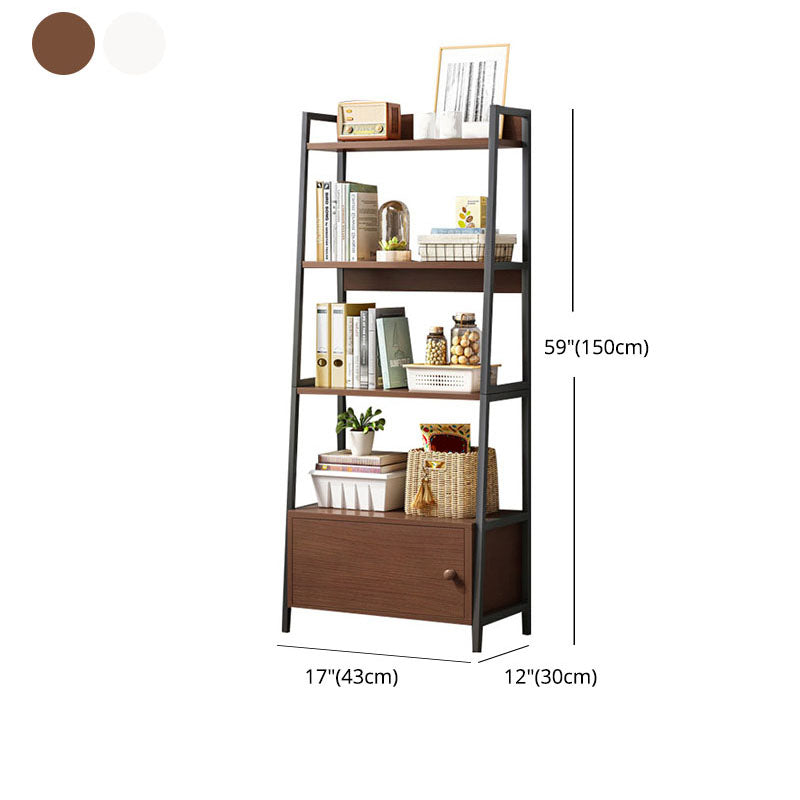 12" W Metal Frame Bookshelf Modern Open Storage Ladder Bookcase