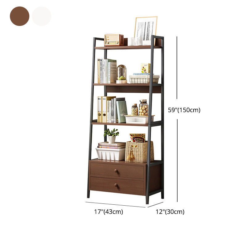12" W Metal Frame Bookshelf Modern Open Storage Ladder Bookcase