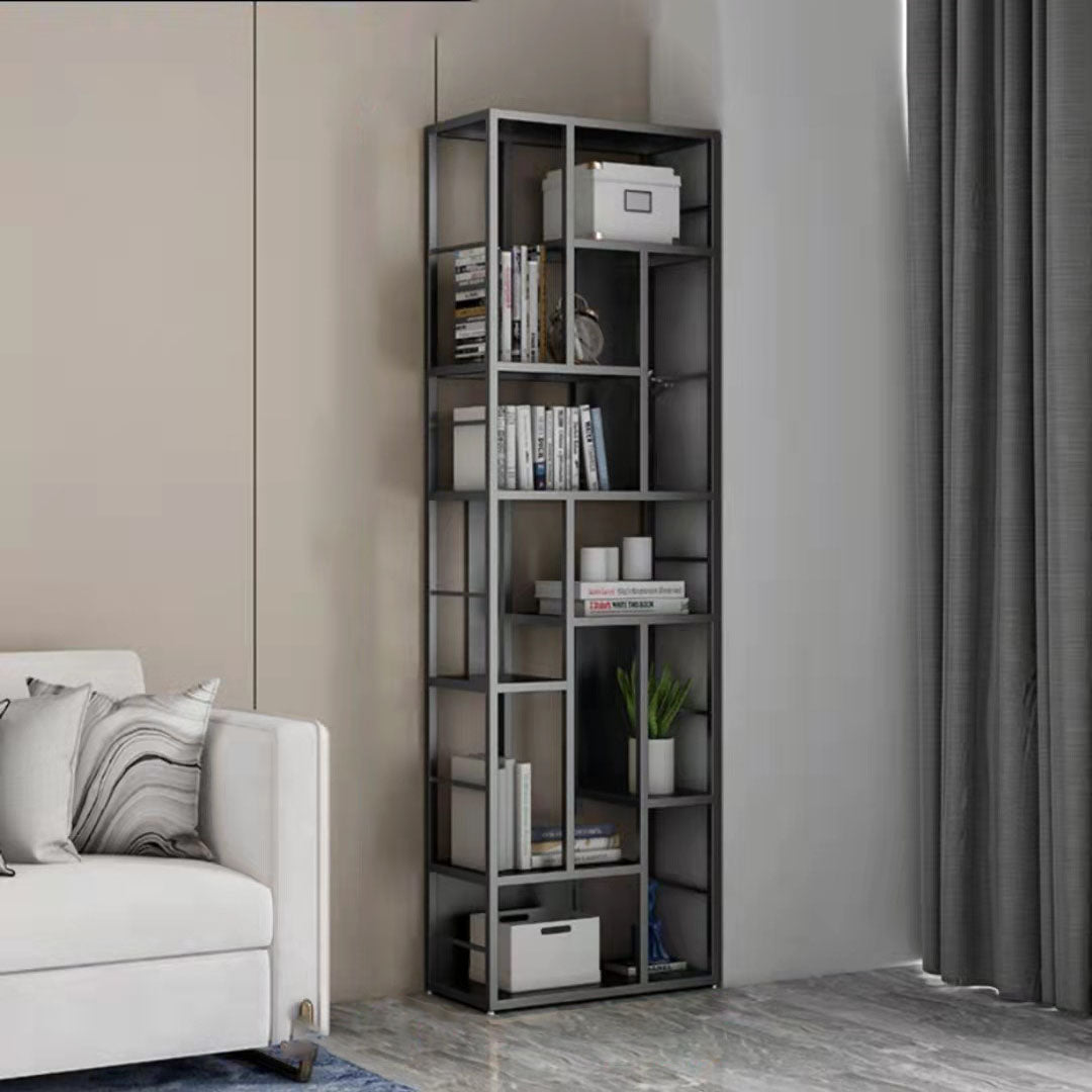 Modern Metal Bookcase Open Shelf Bookshelf for Living Room 79" H X 12" W