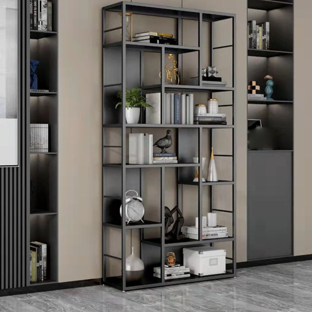 Modern Metal Bookcase Open Shelf Bookshelf for Living Room 79" H X 12" W