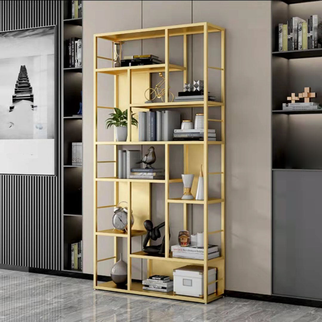 Modern Metal Bookcase Open Shelf Bookshelf for Living Room 79" H X 12" W