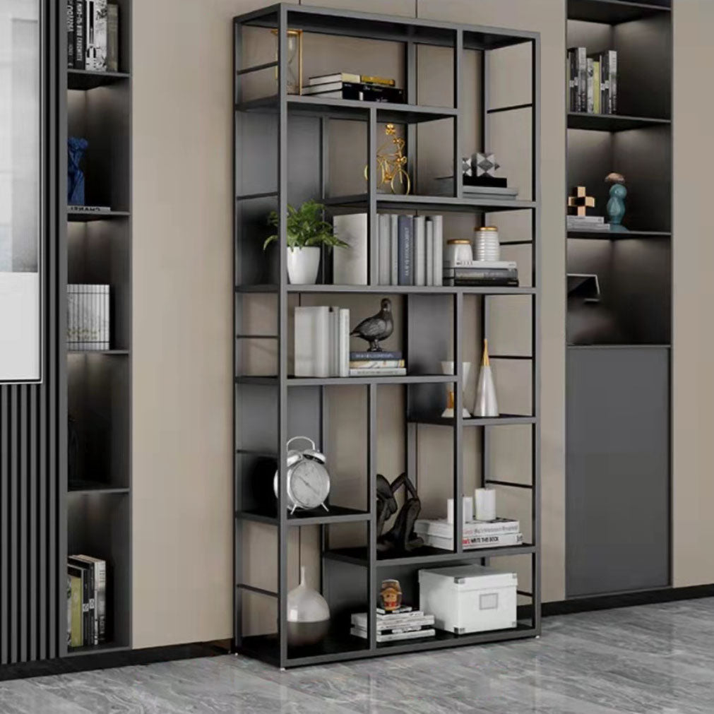 Modern Metal Bookcase Open Shelf Bookshelf for Living Room 79" H X 12" W