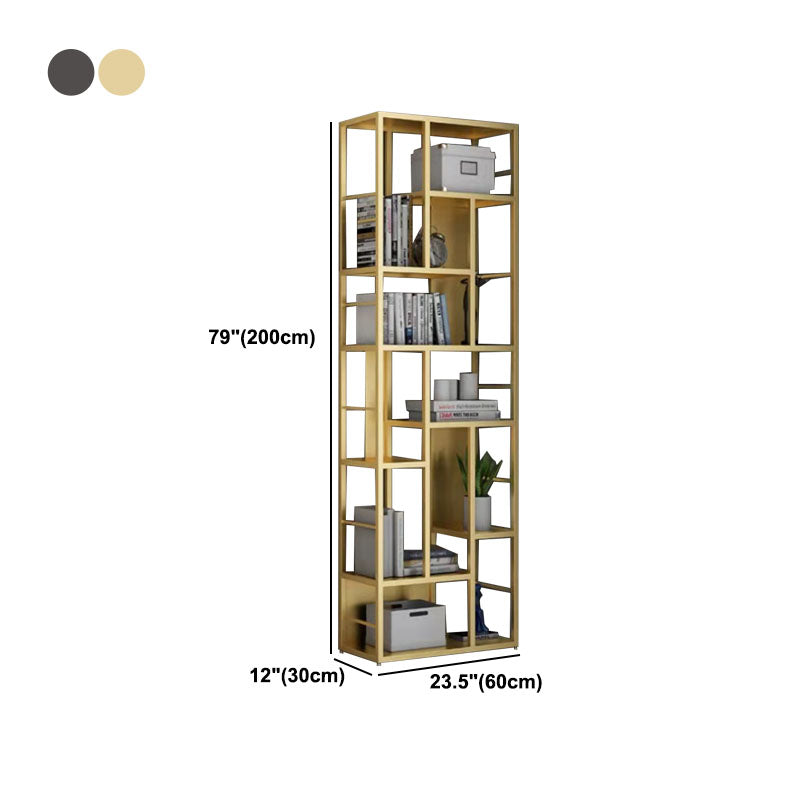 Modern Metal Bookcase Open Shelf Bookshelf for Living Room 79" H X 12" W