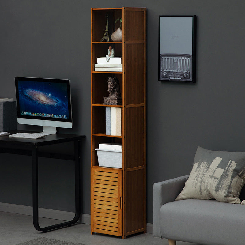 12" W Vertical Wooden Bookshelf Modern Closed Storage Bookcase