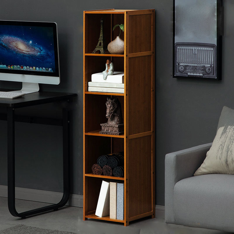12" W Vertical Wooden Bookshelf Modern Closed Storage Bookcase