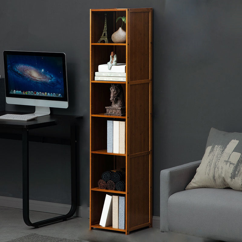 12" W Vertical Wooden Bookshelf Modern Closed Storage Bookcase